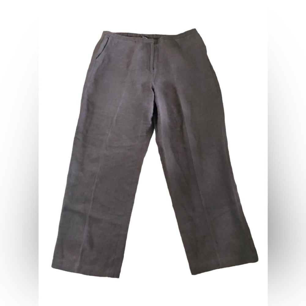 Eileen Fisher Linen Wide Leg Trouser Pant Size XL/18 Pockets Mocha Casual Wear